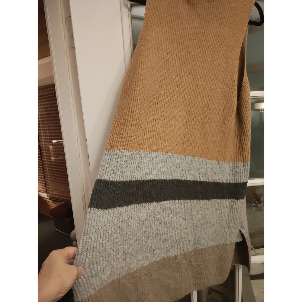 LOFT L/XL Colorblock Long Sweater Vest Open Front Cardigan Pockets Oversized - Picture 6 of 7